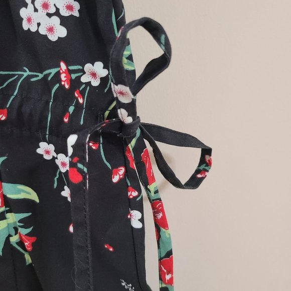 EUC DISH Asian Inspired Black Floral Y2K Sundress with Cherry Blossoms & Kanji - Picture 3 of 6